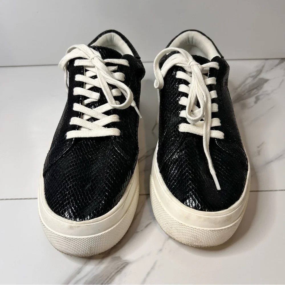 Jessica Simpson Black Snake Texture Platform Sneakers Size 8